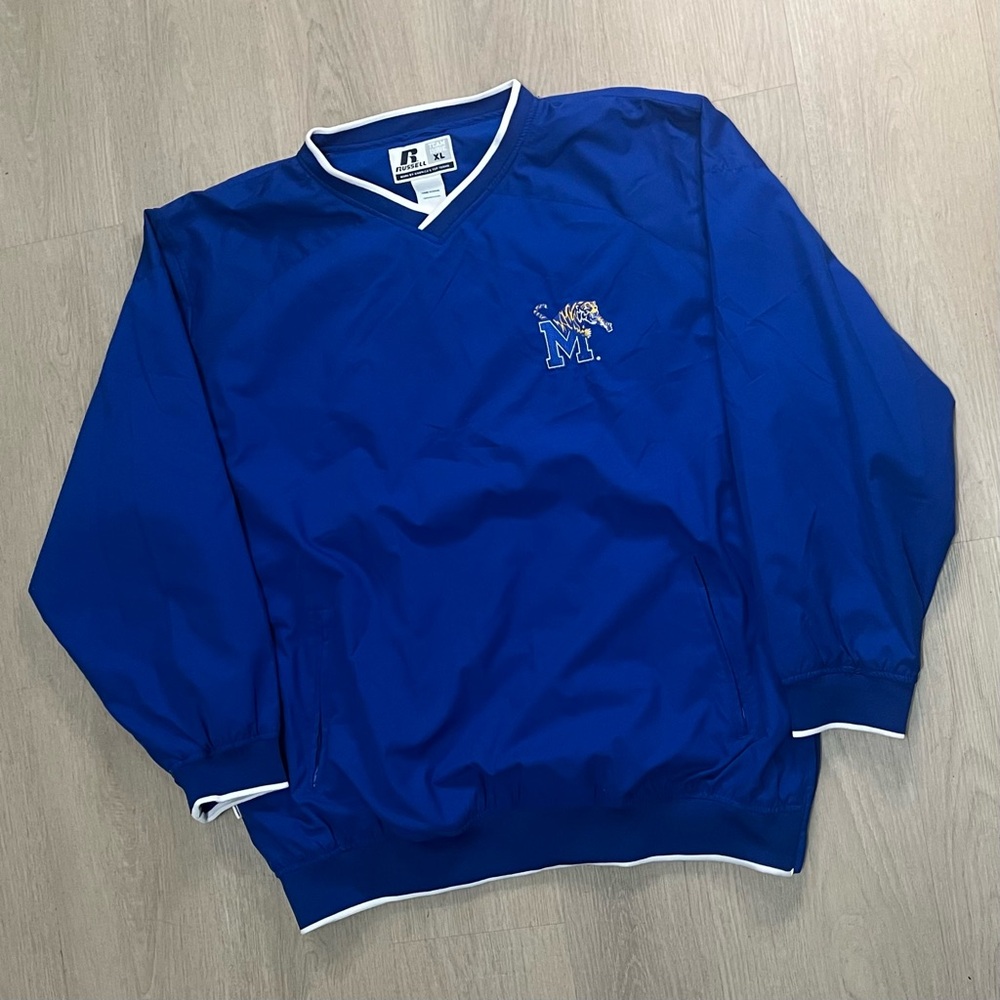 Vintage Russell Team Issue University of Memphis Tigers Pullover Sweater Blue